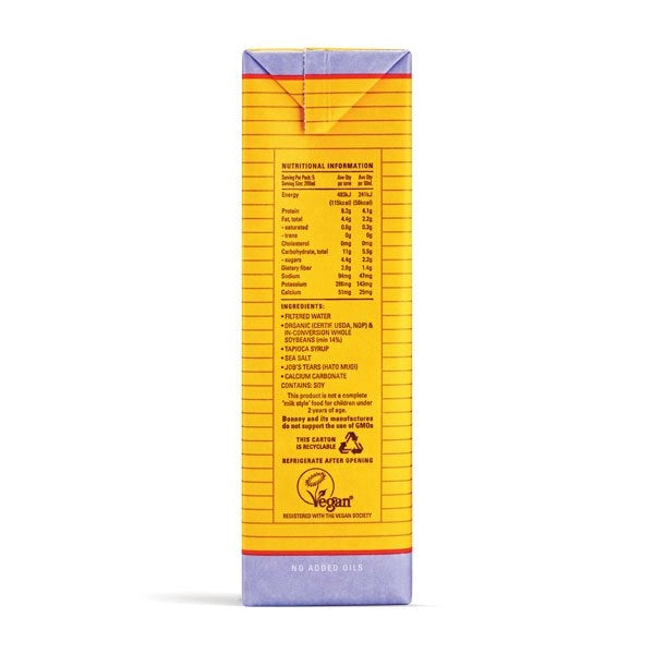 Side view of Bonsoy Soy Milk 1L carton