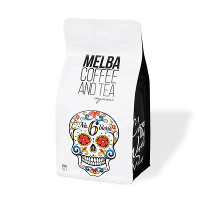 Side view of Melba Coffee No.6 Organic Blend 1kg bag