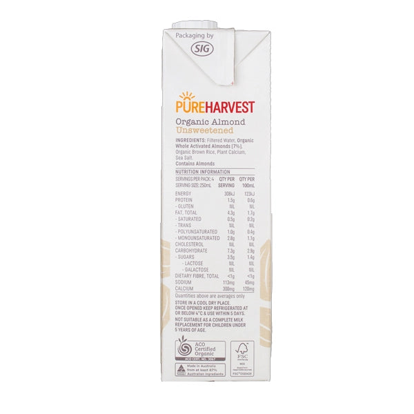 Pure Harvest Organic Almond Milk Unsweetened